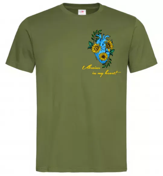 Мужская футболка Ukraine in my heart Оливковый фото