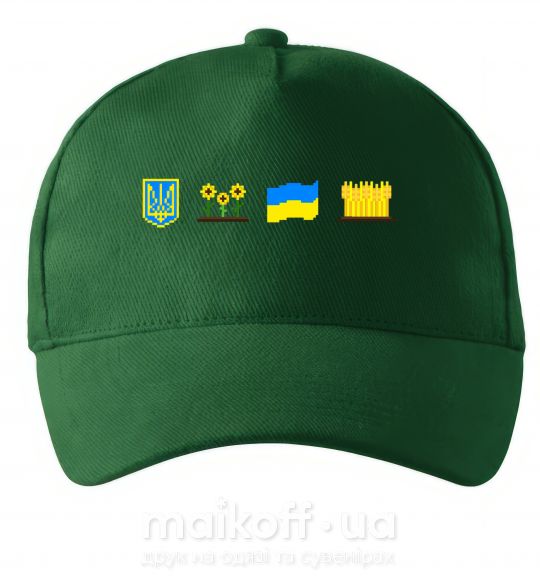 Кепка Ukraine pixel elements Темно-зелений фото