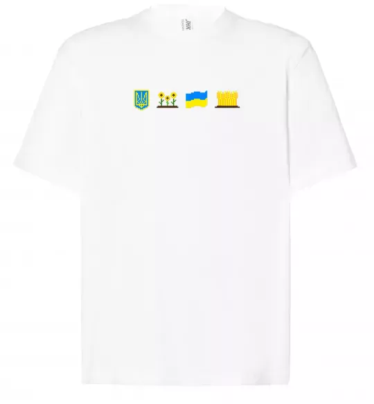 Футболка Оверсайз Ukraine pixel elements Білий фото