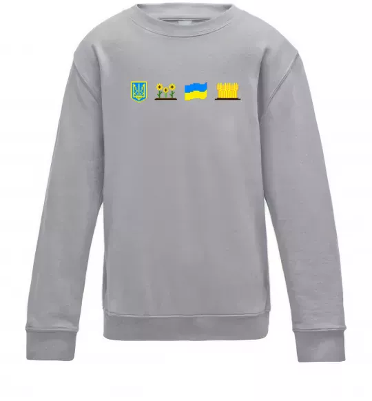 Детский Свитшот Ukraine pixel elements Серый меланж фото