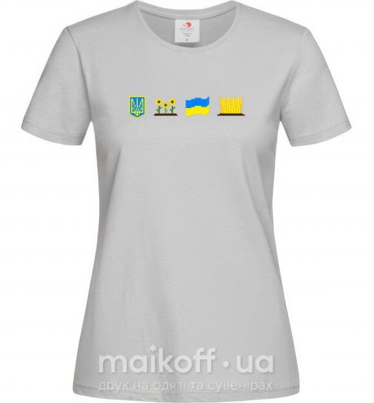 Женская футболка Ukraine pixel elements Серый фото