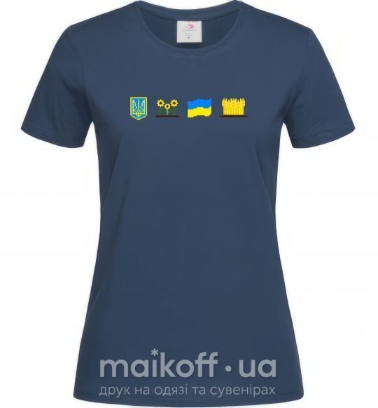 Жіноча футболка Ukraine pixel elements Темно-синій фото