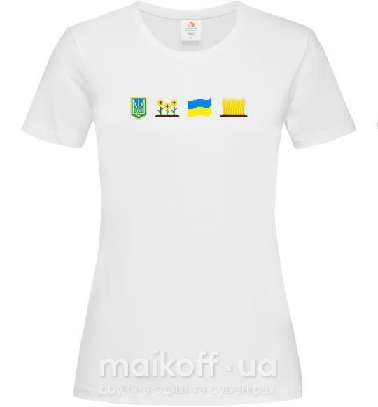 Жіноча футболка Ukraine pixel elements Білий фото