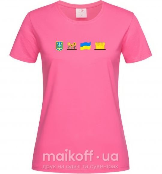 Женская футболка Ukraine pixel elements Ярко-розовый фото
