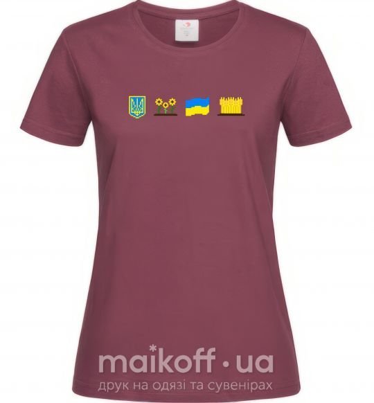 Жіноча футболка Ukraine pixel elements Бордовий фото