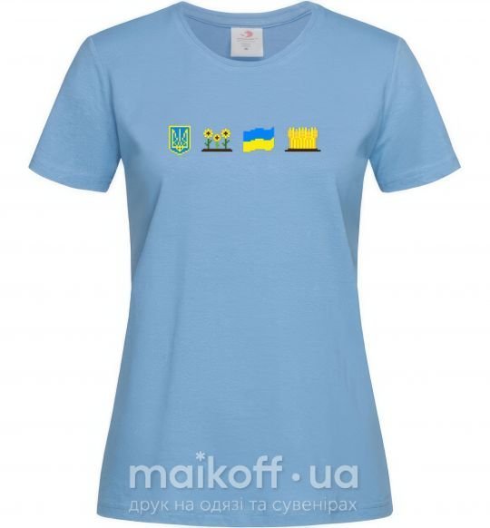 Жіноча футболка Ukraine pixel elements Блакитний фото