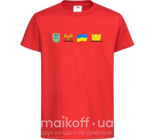 Детская футболка Ukraine pixel elements Красный фото