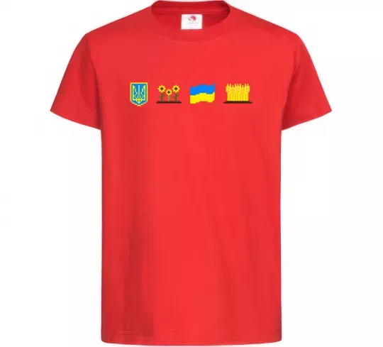 Детская футболка Ukraine pixel elements Красный фото