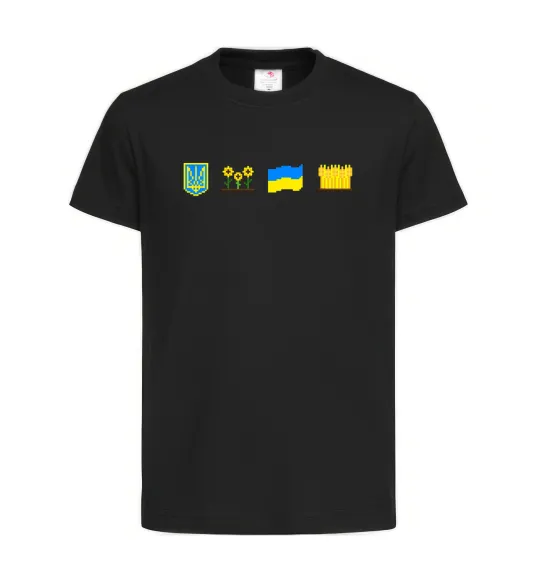 Дитяча футболка Ukraine pixel elements Чорний фото