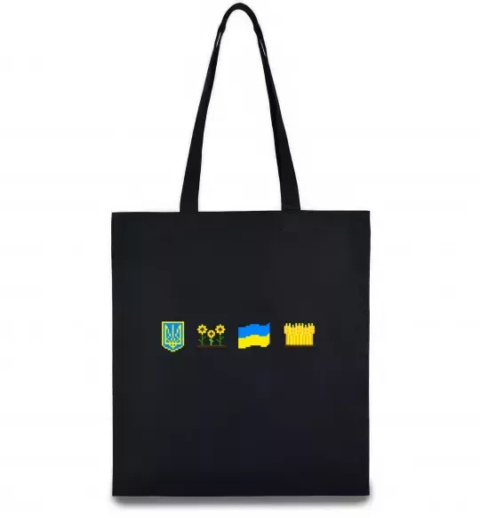 Еко-сумка Ukraine pixel elements Чорний фото