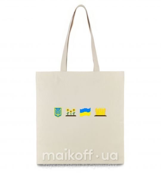 Еко-сумка Ukraine pixel elements Бежевий фото