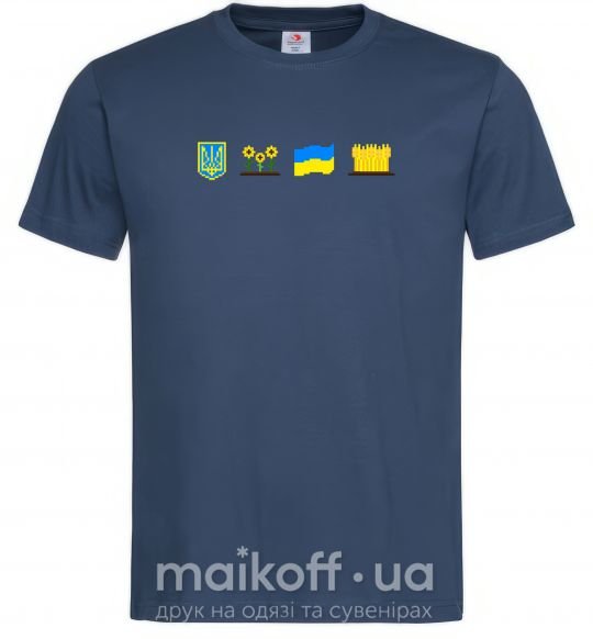 Мужская футболка Ukraine pixel elements Темно-синий фото