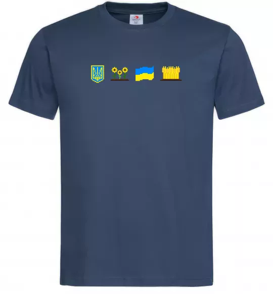 Чоловіча футболка Ukraine pixel elements Темно-синій фото