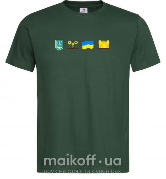 Чоловіча футболка Ukraine pixel elements Темно-зелений фото