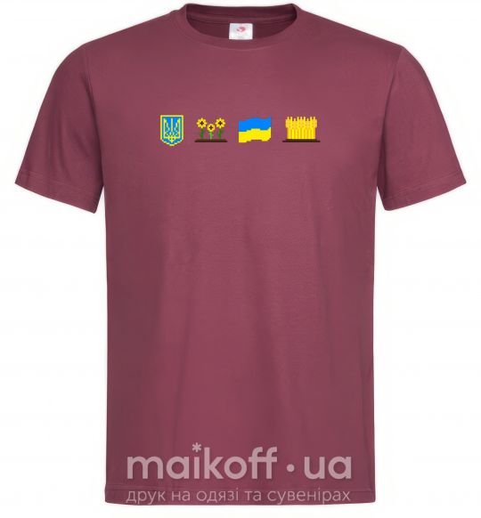 Мужская футболка Ukraine pixel elements Бордовый фото
