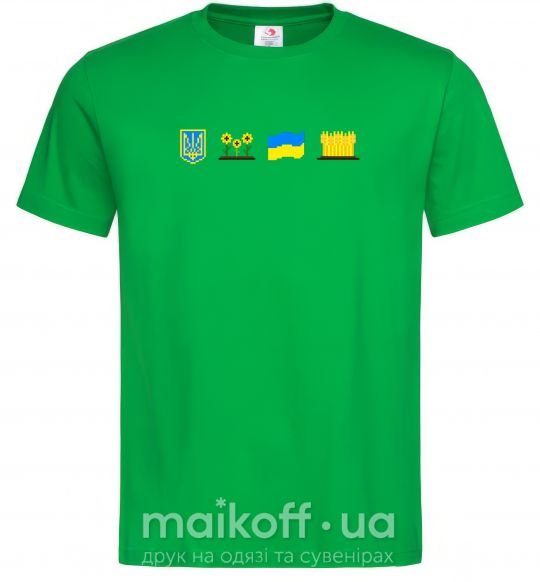 Мужская футболка Ukraine pixel elements Зеленый фото