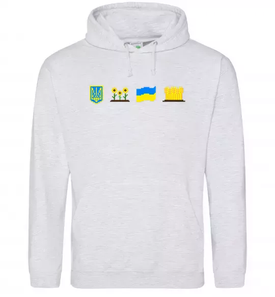 Чоловіча толстовка (худі) Ukraine pixel elements Сірий меланж фото