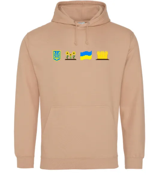 Чоловіча толстовка (худі) Ukraine pixel elements Пісочний фото