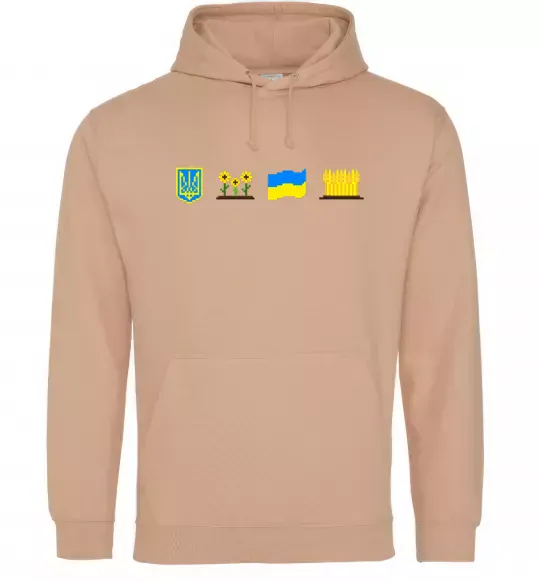Женская толстовка (худи) Ukraine pixel elements Песочный фото