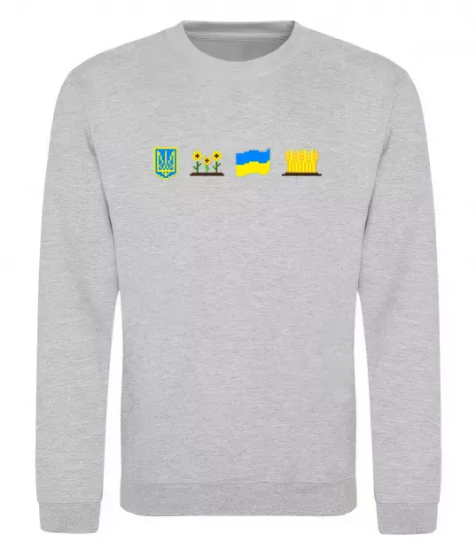 Світшот Ukraine pixel elements Сірий меланж фото