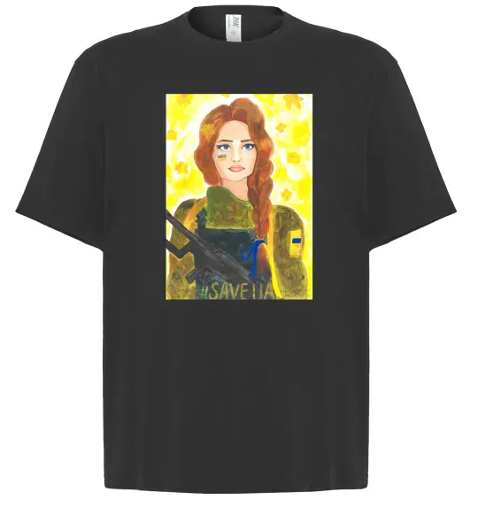 Футболка Оверсайз Save UA Захисниця Черный фото