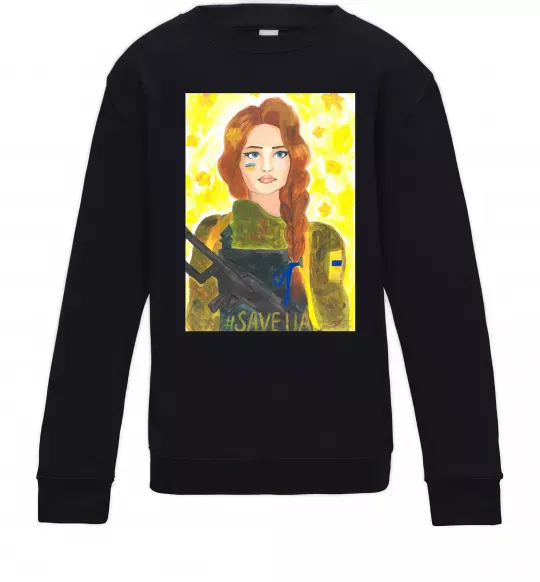 Детский Свитшот Save UA Захисниця Черный фото