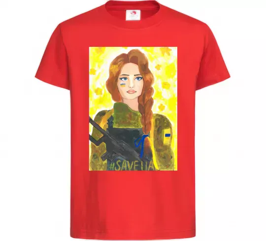 Детская футболка Save UA Захисниця Красный фото