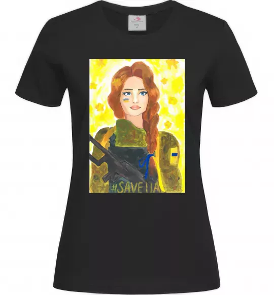 Жіноча футболка Save UA Захисниця Чорний фото