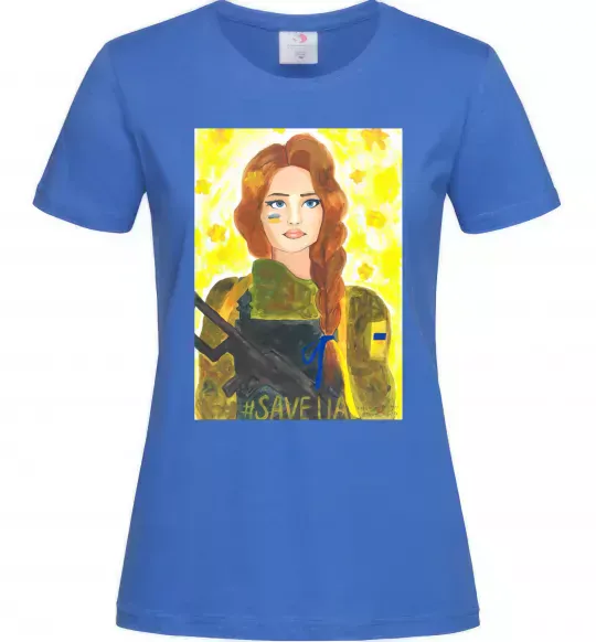 Жіноча футболка Save UA Захисниця Яскраво-синій фото