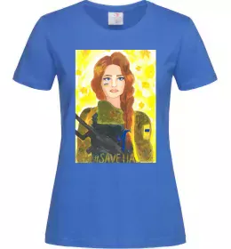 Жіноча футболка Save UA Захисниця Яскраво-синій фото