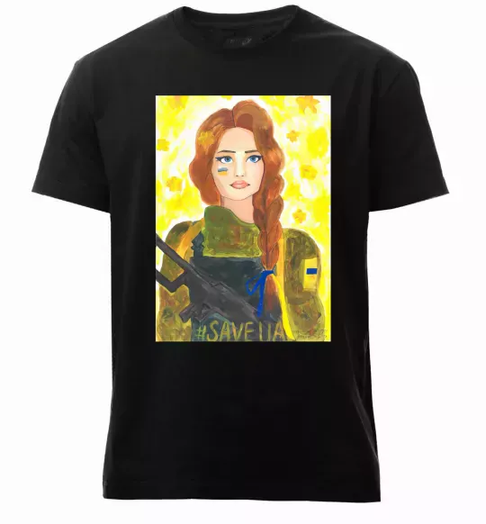 Мужская премиум футболка Save UA Захисниця Черный фото