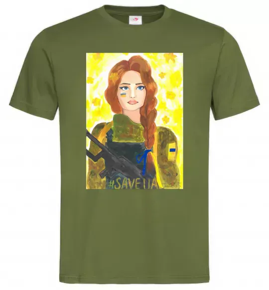Мужская футболка Save UA Захисниця Оливковый фото