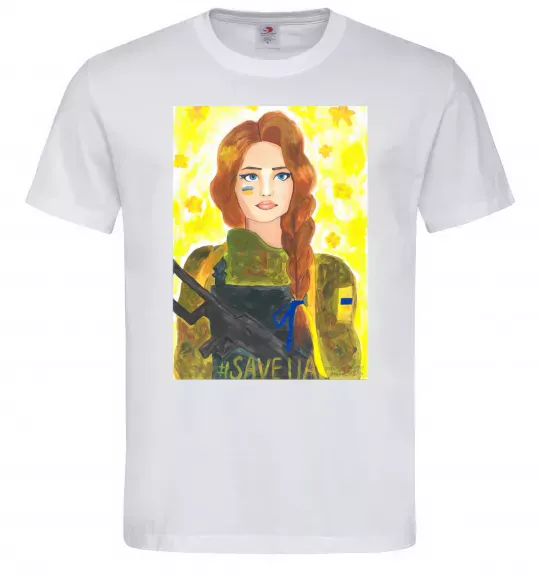 Мужская футболка Save UA Захисниця Белый фото