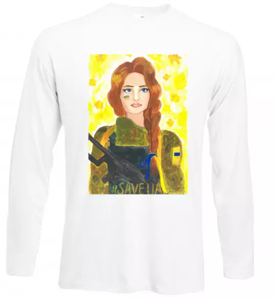 Лонгслив Save UA Захисниця Белый фото