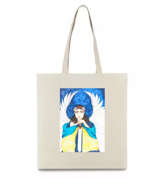 Еко-сумка Дівчина ангел України Бежевий фото