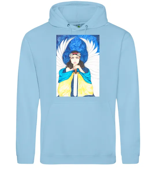 Жіноча толстовка (худі) Дівчина ангел України Блакитний фото