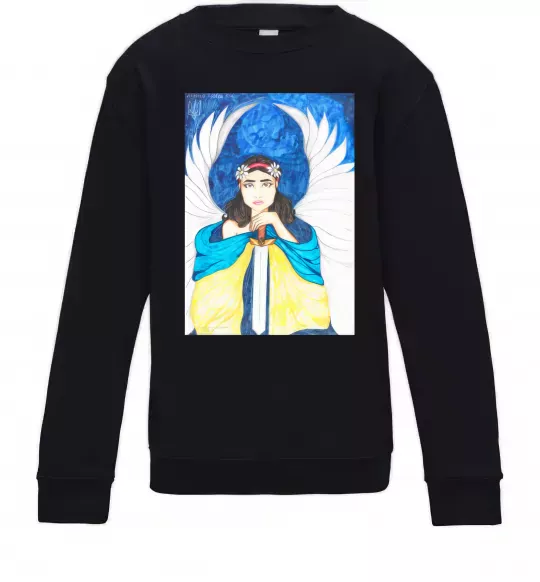 Дитячий світшот Дівчина ангел України Чорний фото