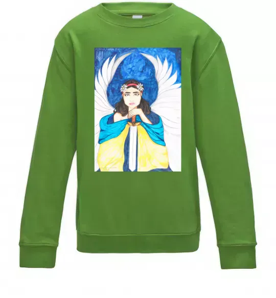 Дитячий світшот Дівчина ангел України Лаймовий фото