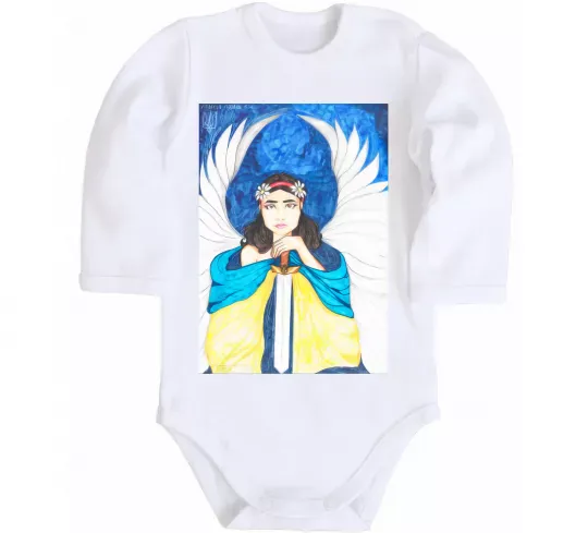 Дитячий бодік Дівчина ангел України Білий фото