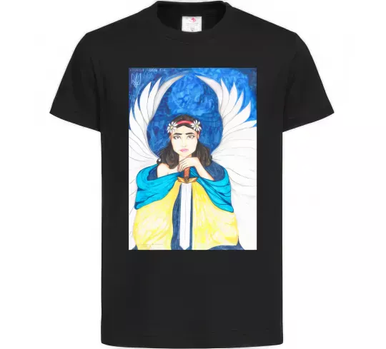 Детская футболка Дівчина ангел України Черный фото