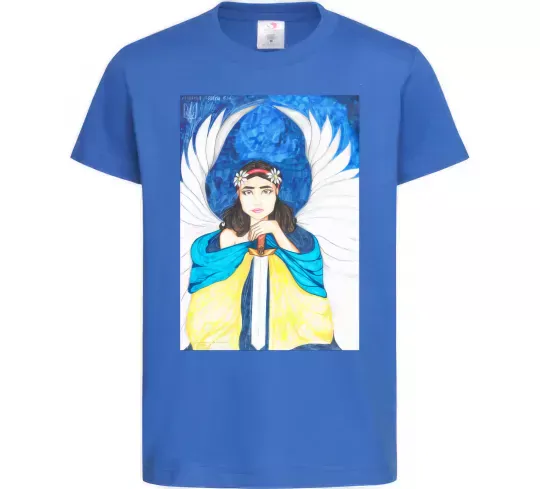 Детская футболка Дівчина ангел України Ярко-синий фото