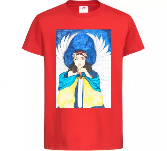 Детская футболка Дівчина ангел України Красный фото