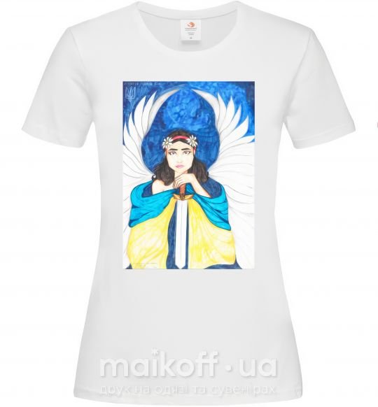 Жіноча футболка Дівчина ангел України Білий фото