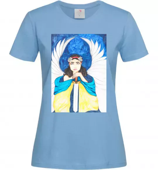Жіноча футболка Дівчина ангел України Блакитний фото