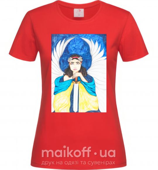 Женская футболка Дівчина ангел України Красный фото