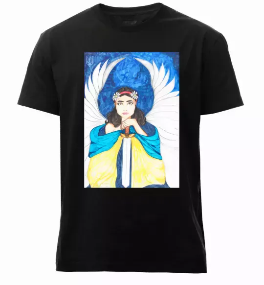 Чоловіча преміум футболка Дівчина ангел України Чорний фото