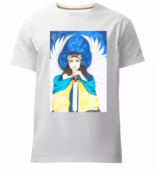 Чоловіча преміум футболка Дівчина ангел України Білий фото