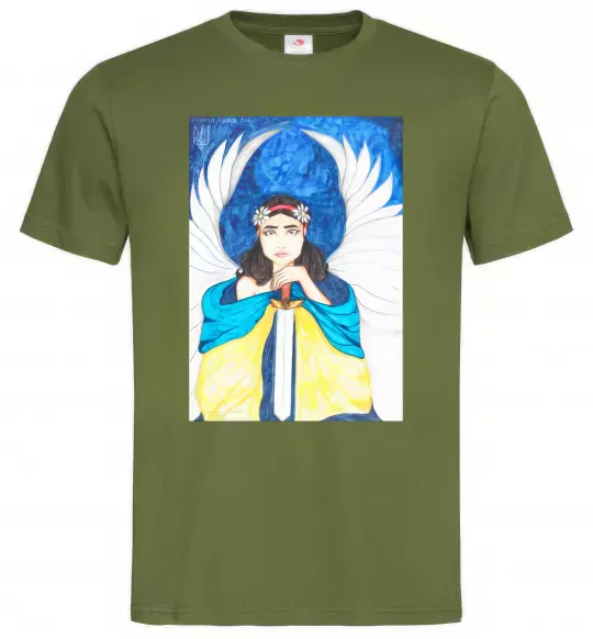 Чоловіча футболка Дівчина ангел України Оливковий фото