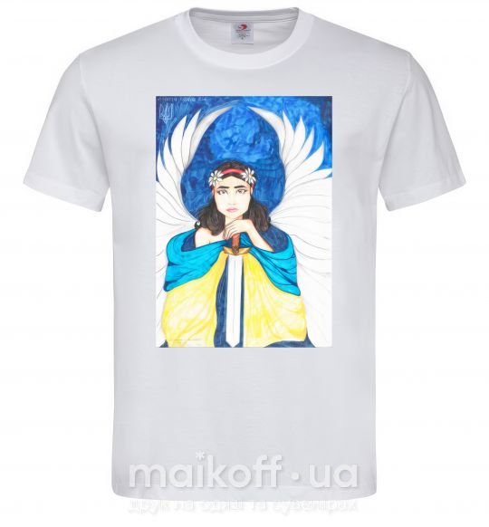 Чоловіча футболка Дівчина ангел України Білий фото