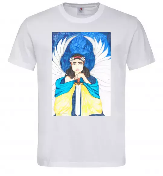 Чоловіча футболка Дівчина ангел України Білий фото